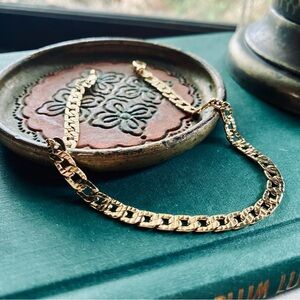 Flat Diamond Cut Curb Chain Anklet 3/16” Wide 18k Brazilian Gold Filled 10” Long